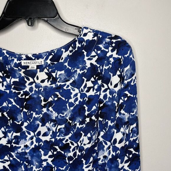 J CREW Womens Blue Floral Print Long Sleeve Shift Dress NEW Viscose XXS 2XS - Picture 3 of 8
